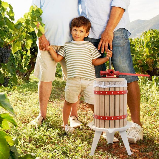 6L Fruit Wine Press with Solid Oak Wood Basket and Steel Legs