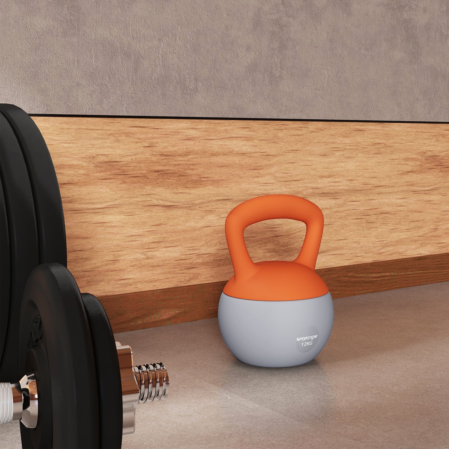 SPORTNOW 12KG Soft Kettlebell, Kettlebell with Non-Slip Handle for Home Gym, Weight Lifting, Strength Training, Orange/Grey