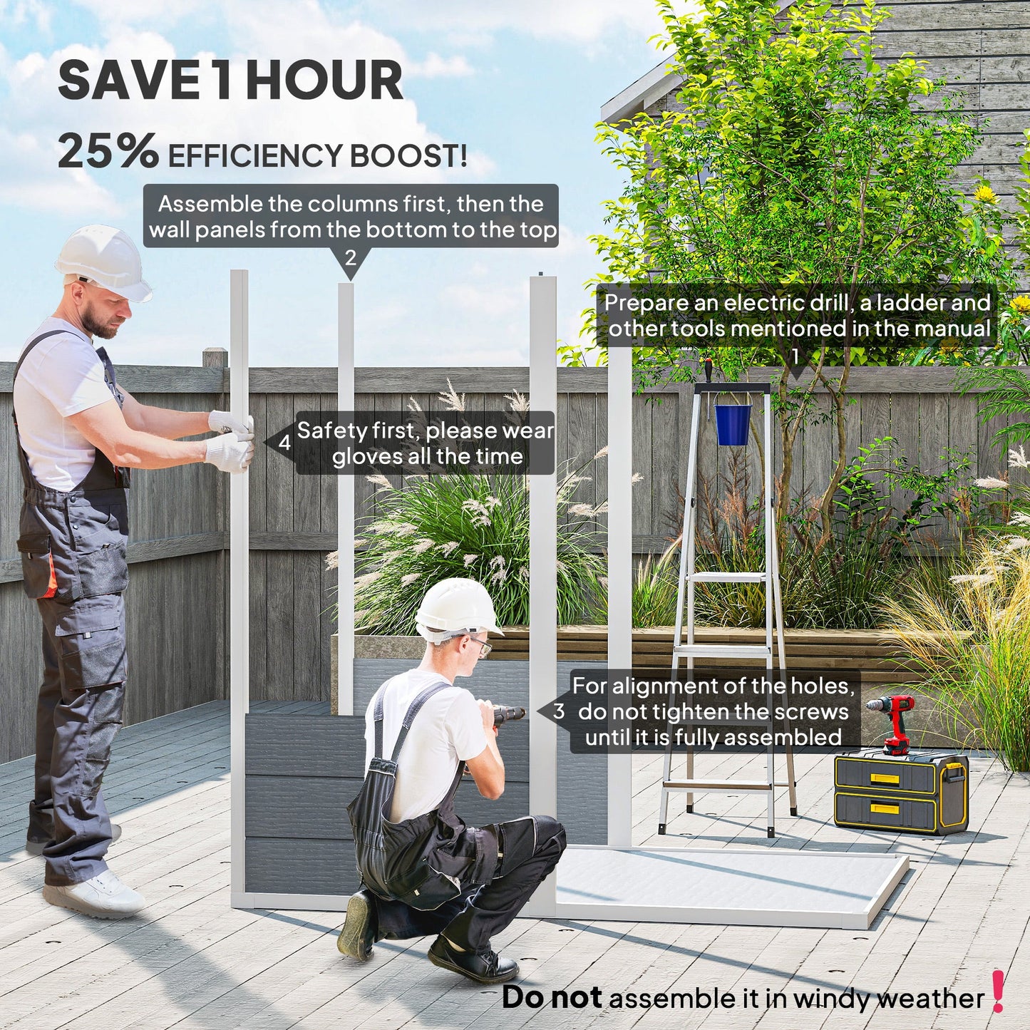 Outsunny 4 x 6ft Garden Shed, plastikowa szopa z podłogą, oknem, zamykanymi drzwiami i otworami wentylacyjnymi, żywiczna szopa na narzędzia do przechowywania na patio, zerowa konserwacja, szara