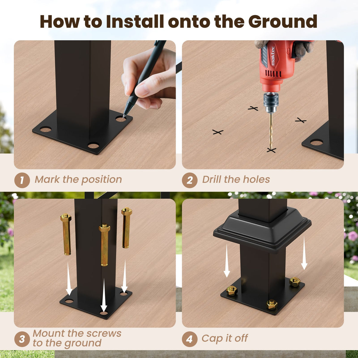 Handrail for Outdoor Steps Fits 0-2/3/4/5/6 Steps with Flexible Angle Adjustment-2 step