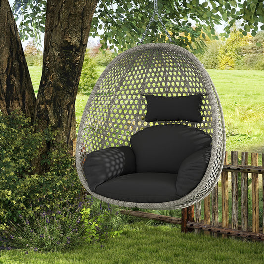 Patio PE Rattan Wicker Swing Basket Chair with Thick Cushion Without Stand