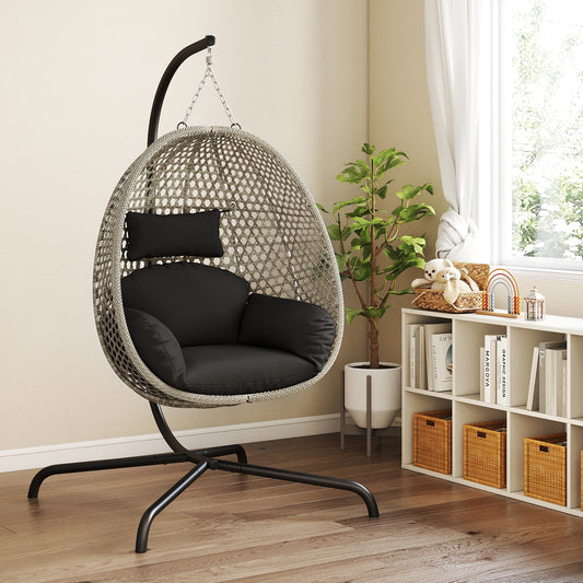 Hanging Egg Chair with Stand and Cushion