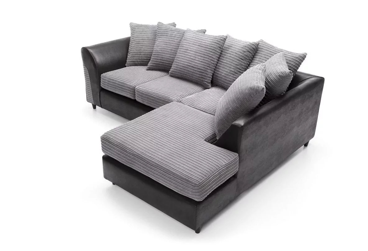 Spencer Cord Fabric Corner Sofa - Right Arm Black