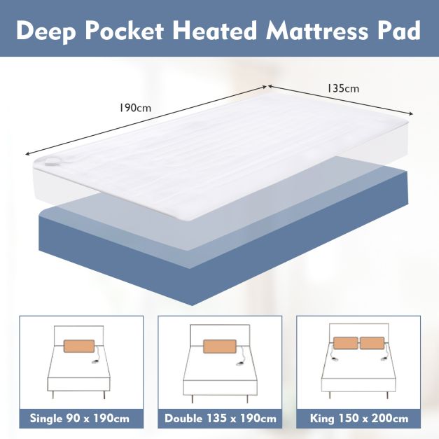 Heated Mattress Pad with 8 Temp Settings and Timing Function-M