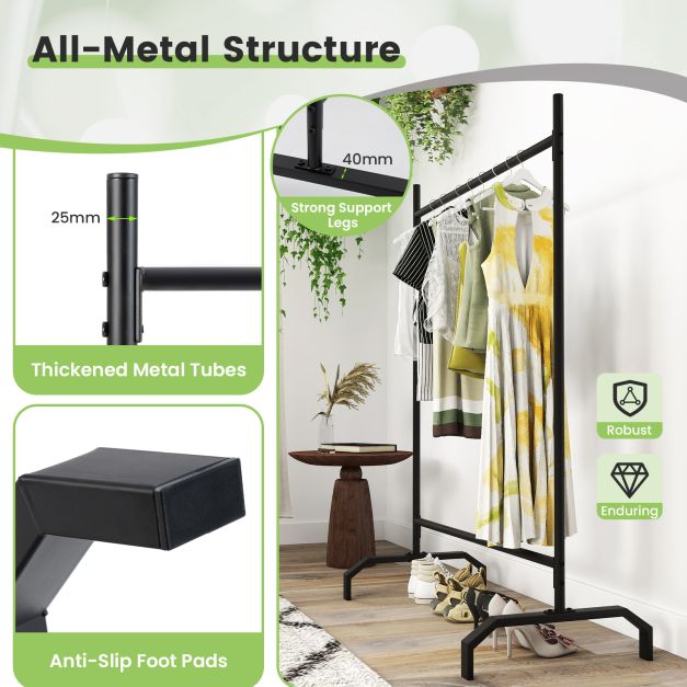 Heavy-Duty Metal Clothes Rack for Display and Storage-Black