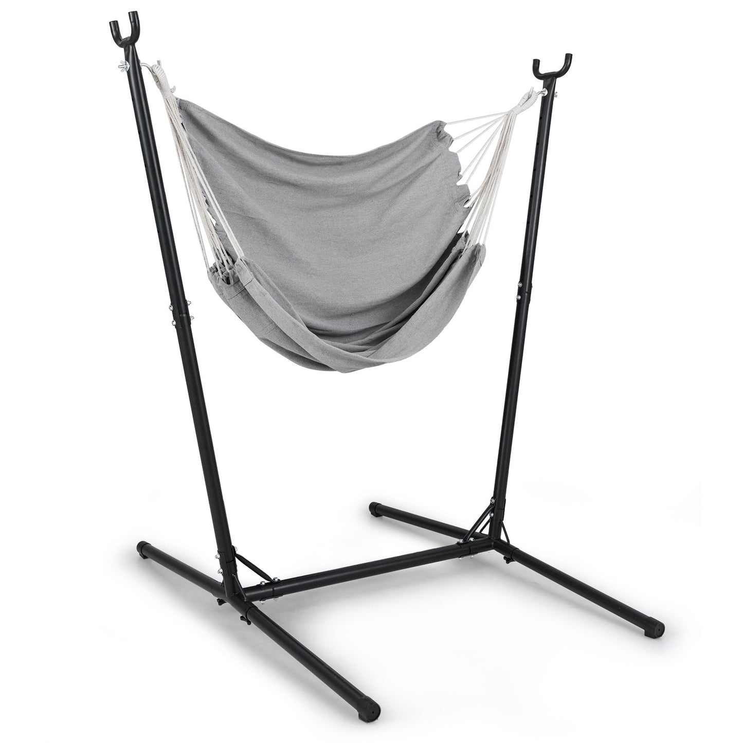 Heavy Duty and Height Adjustable Hammock Chair Side Pocket-Light Grey