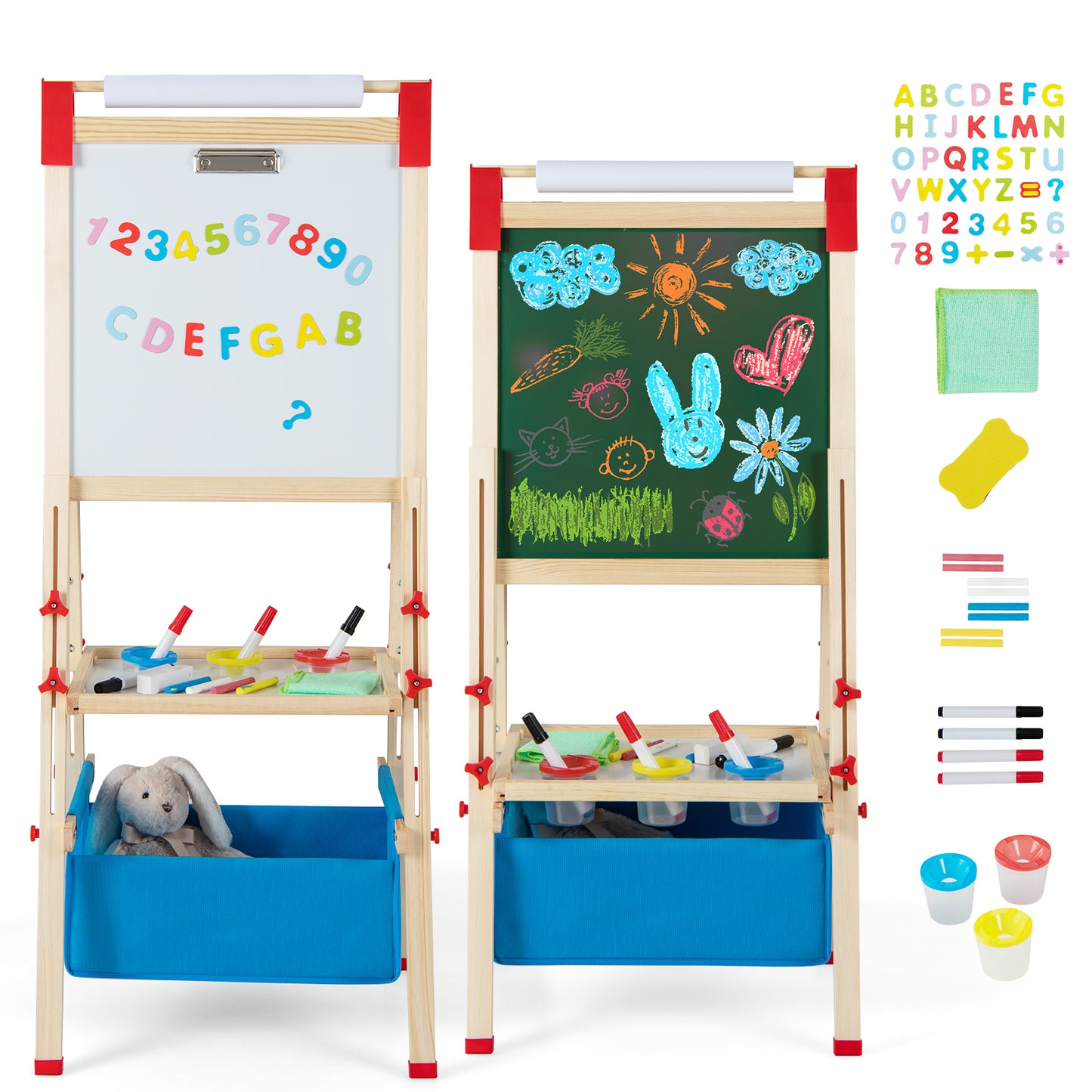 Adjustable Double Sided Kids Wooden Art Easel