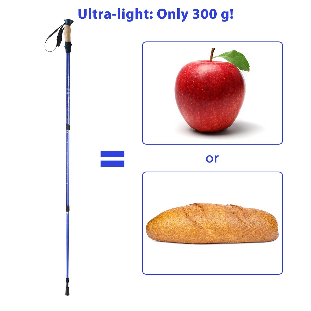 Hiking Pole Adjustable 65-135 cm-Navy