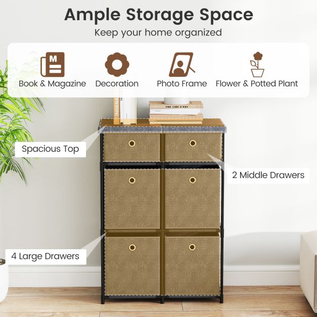 Chest of 6/9 Drawers Home Metal Frame Storage Organizer Unit-Grey-S