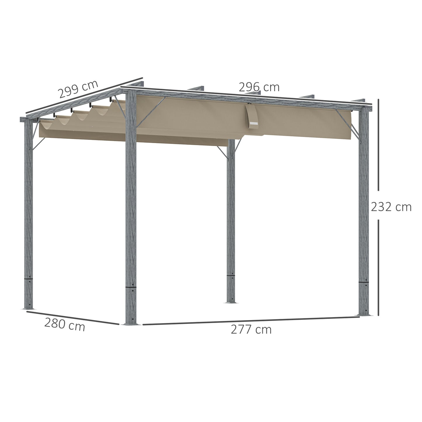Outsunny 3 x 3 m Rozsuwana pergola dachowa - Szara