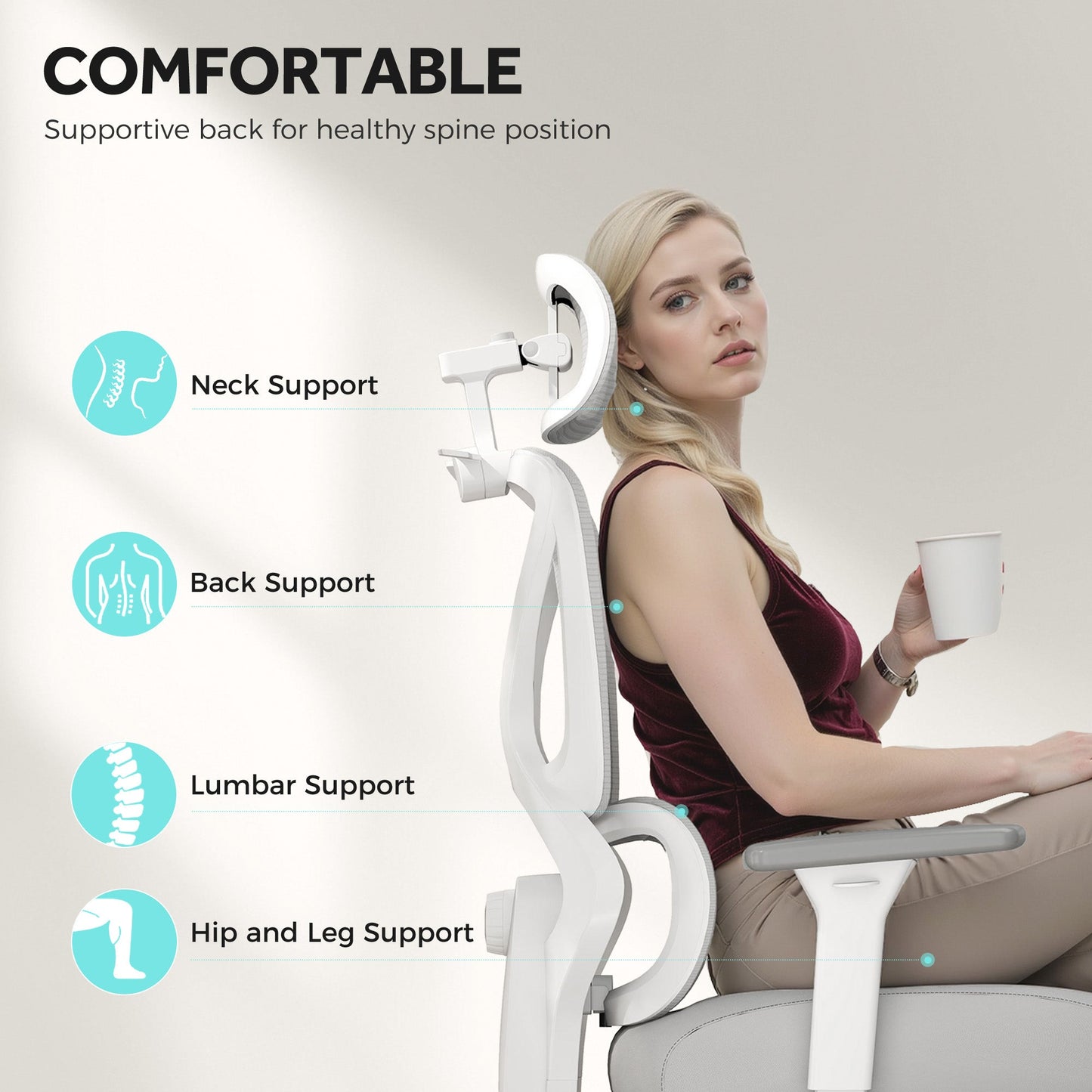 HOMCOM Ergonomiczny i regulowany fotel biurowy - szary