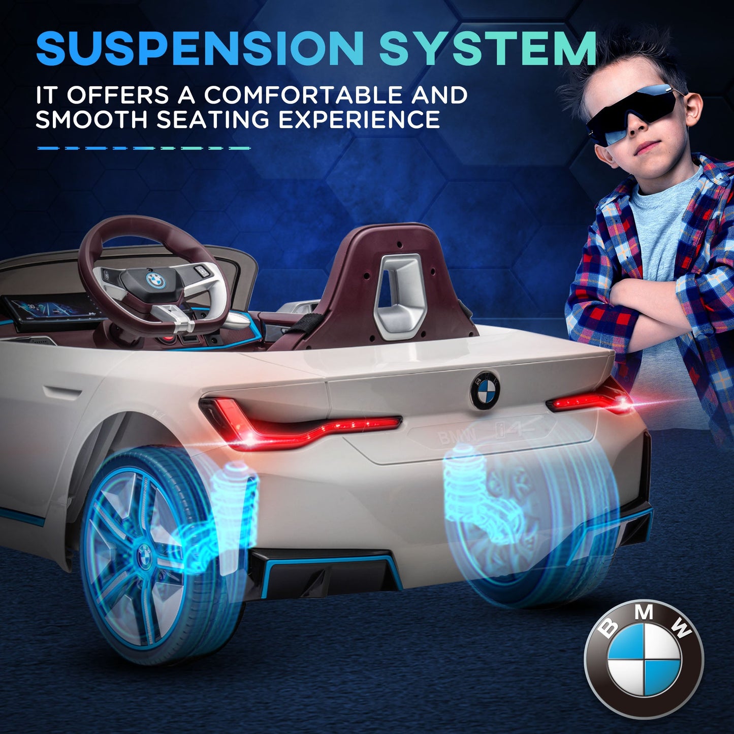 سيارة كهربائية للأطفال مرخصة من HOMCOM BMW i4 بقوة 12 فولت