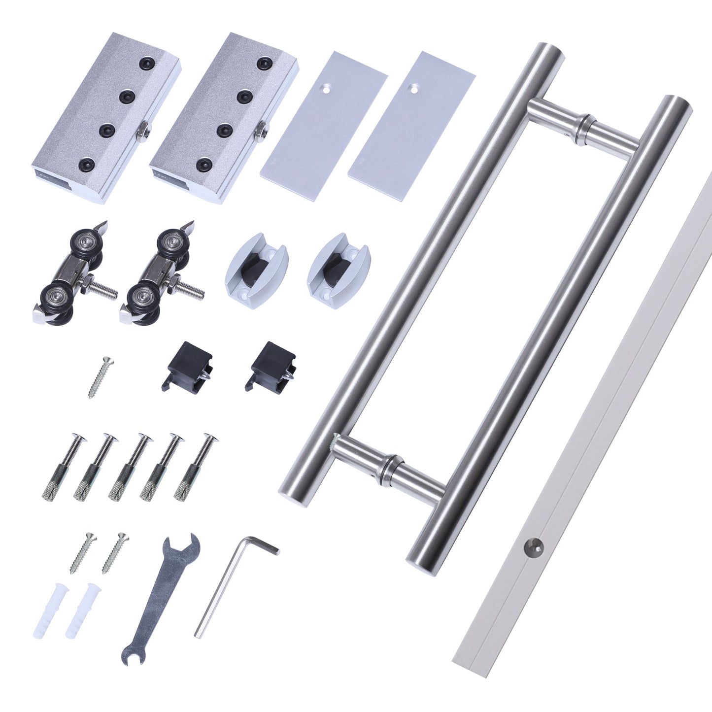 HOMCOM 90cm Nowoczesny zestaw drzwi przesuwnych z drzwiami ze szkła mrożonego, aluminiowa szyna, nieprzezroczysta dekoracja domu, zrób to sam, styl biurowy