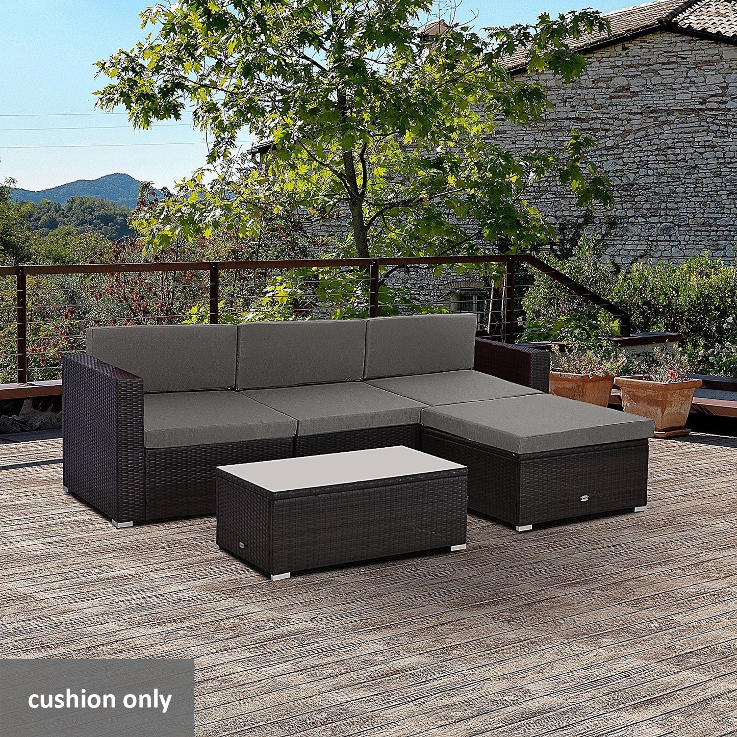 Outsunny Outdoor Cushion Pad Set for Rattan Furniture, 7 Piece Garden Furniture Cushions, Patio Conversation Set Cushions, Lightweight and Durable, Grey