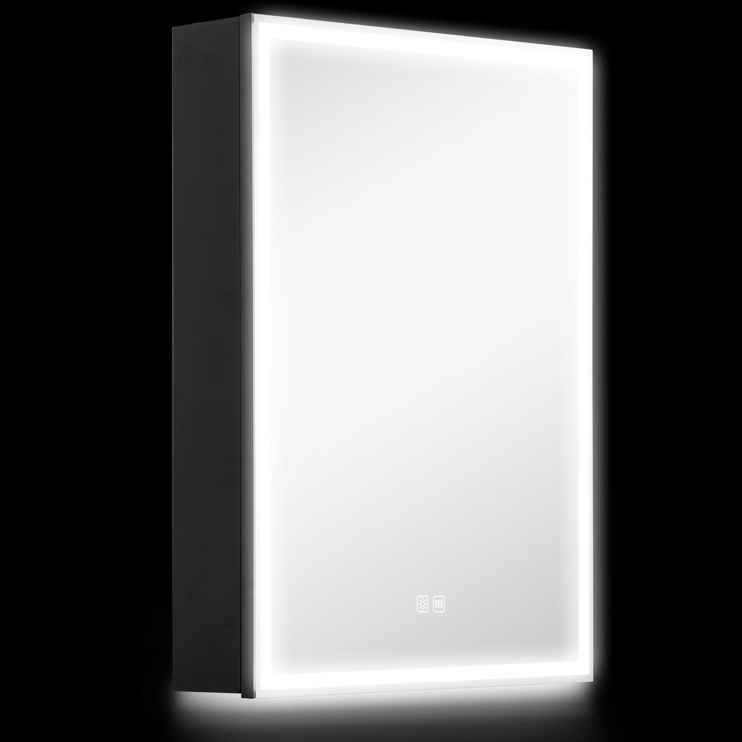 Szafka łazienkowa HOMCOM z lustrem, oświetleniem LED i gniazdkiem na golarkę, 500 x 700 mm, wisząca, z lustrem, matą przeciwmgielną, ściemniaczem, 3 kolory, szafka na leki, czarna