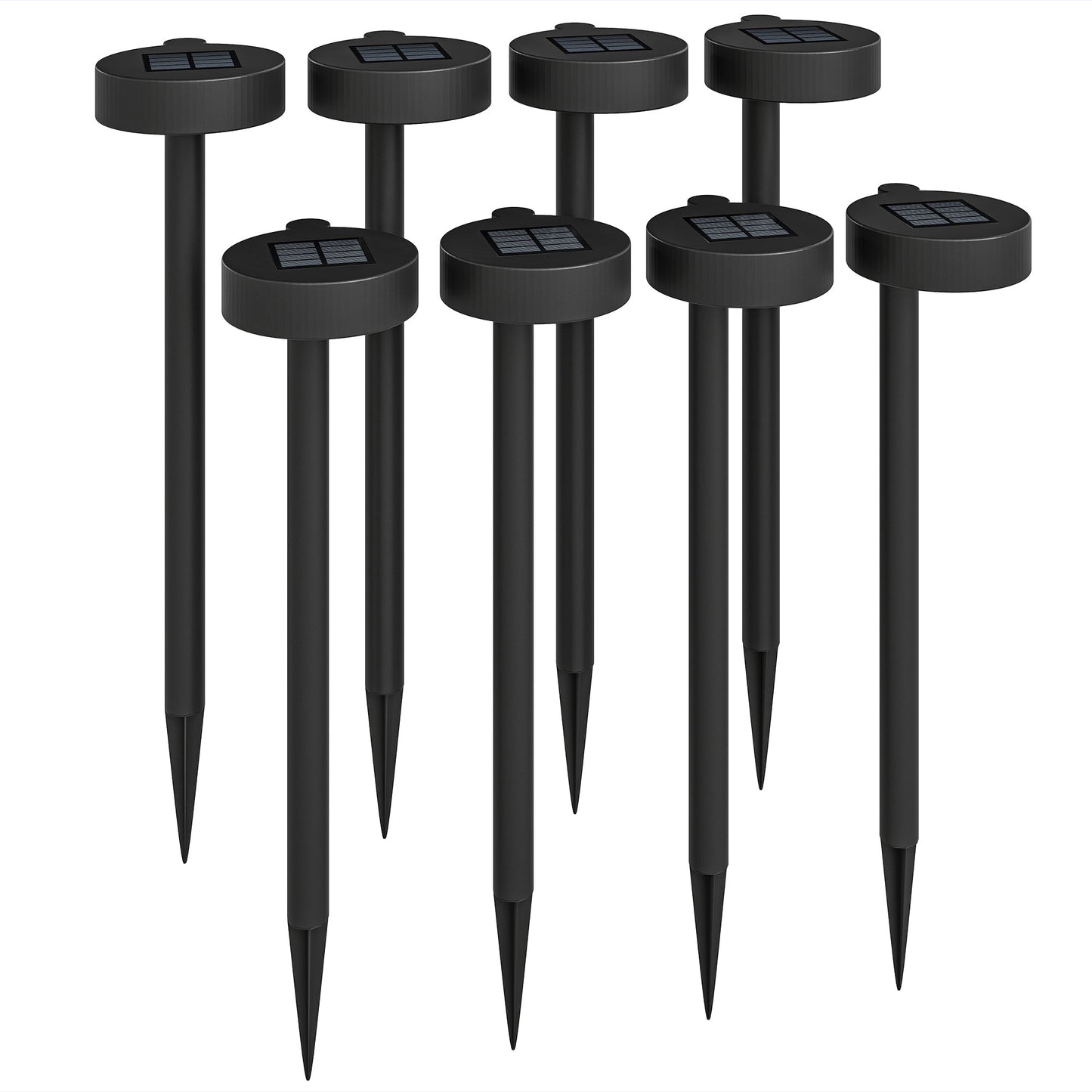 Outsunny Solar Lights Outdoor Garden Stake 8 Pack Pathway Lights, Solar Stake Lights z automatycznym włączaniem/wyłączaniem LED, IP44 Wodoodporne plastikowe oświetlenie ogrodowe na ścieżki, patio i krajobraz