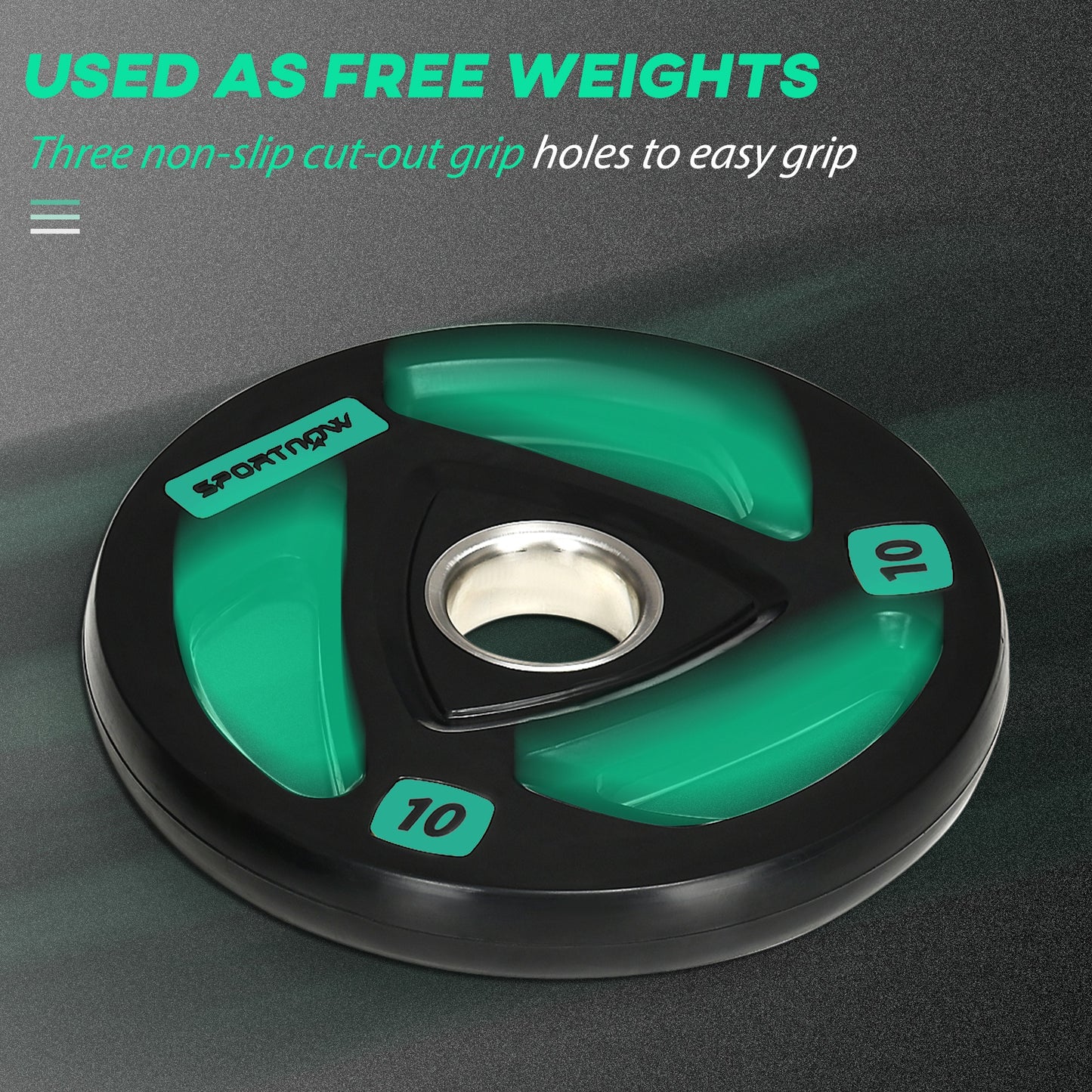 Zestaw sztangi SPORTNOW 2 x 10 kg, powlekane gumą obciążenia Tri-Grip z otworami 2" x 5 cm, do użytku w domu, na siłowni, do podnoszenia ciężarów i treningu siłowego