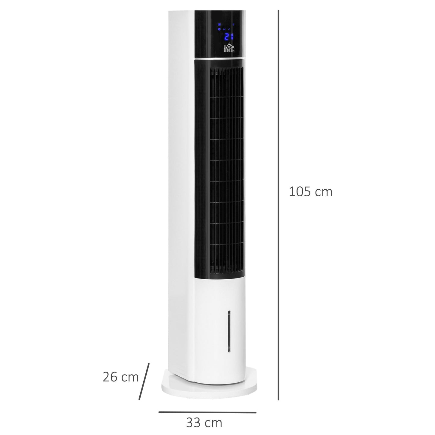 HOMCOM Portable Air Cooler, 3L Tank Evaporative Ice Cooling Tower Fan with 3 Modes, 3 Speeds, Remote, Timer, 60¡ Oscillating, Portable Swamp Cooler for Home Bedroom, White