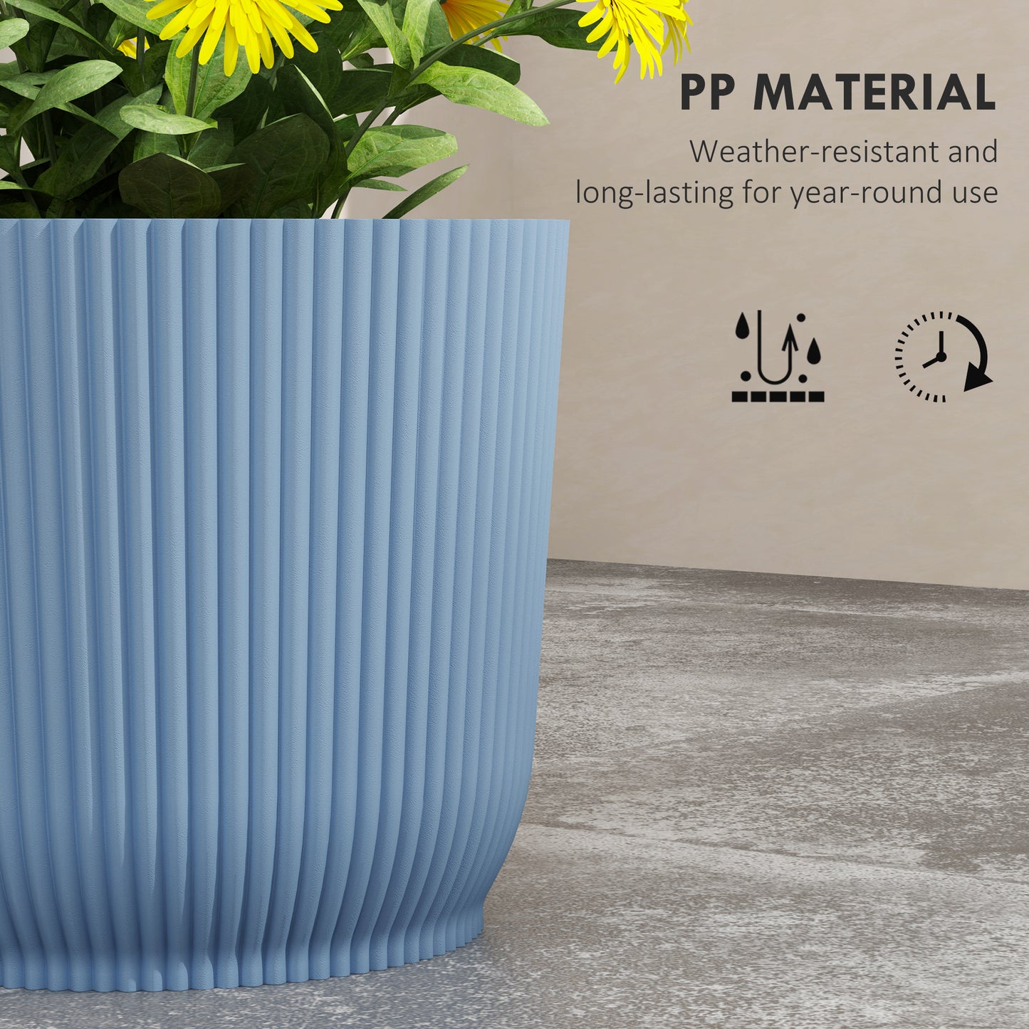Outsunny Set of Three Ф22cm Planters - Blue