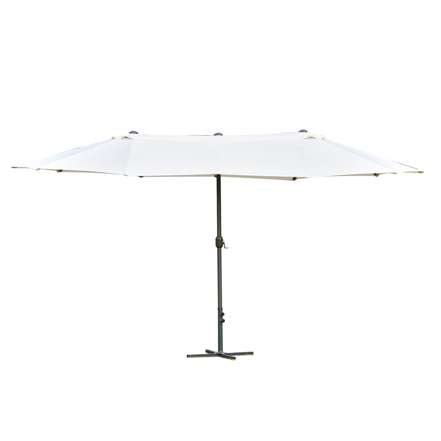Outsunny 4.6M Sun Umbrella Canopy Double-sided Crank Sun Shade w/ Cross Base Off White