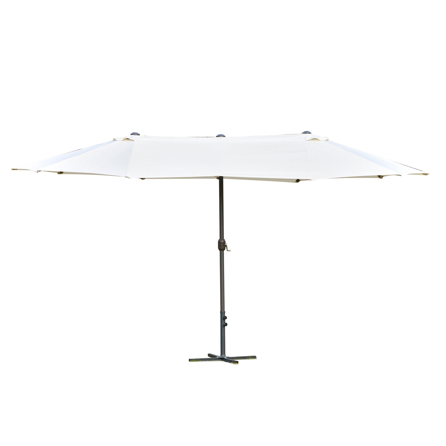 Outsunny 4.6M Sun Umbrella Canopy Double-sided Crank Sun Shade w/ Cross Base Off White