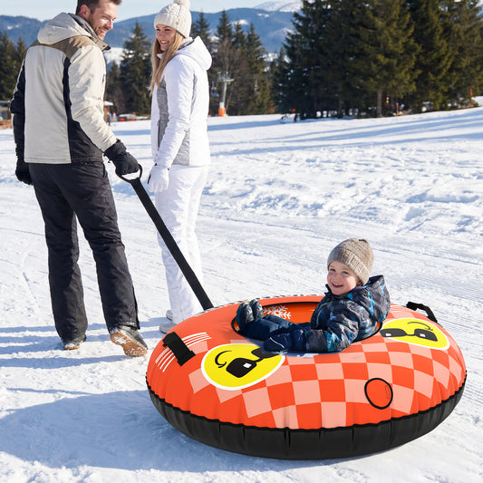 Inflatable Snow Tube Heavy-duty Snow Sledding Tube with Detachable Tow Strap-Orange