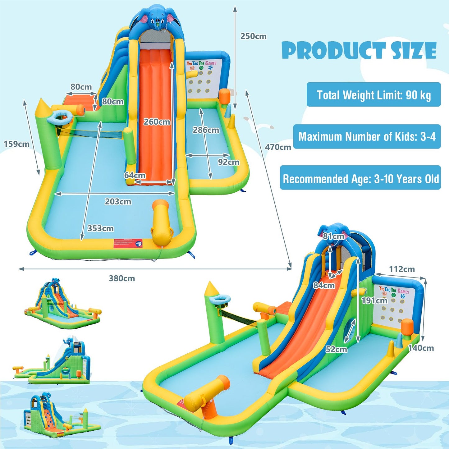 Inflatable Water Slide Giant Water Park for Kids Backyard Fun