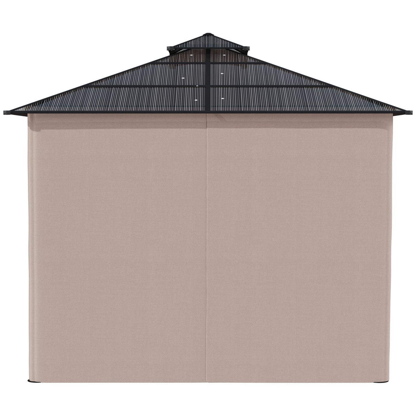 Outsunny 3 x 3 (m) Outdoor Polycarbonate Gazebo, Double Roof Hard Top Gazebo with Galvanised Steel Frame, Nettings & Curtains for Garden, Lawn, Patio and Deck, Khaki