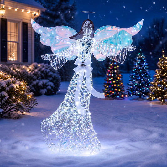 Iridescent Christmas Angel Decoration with 230 Cold White LEDs