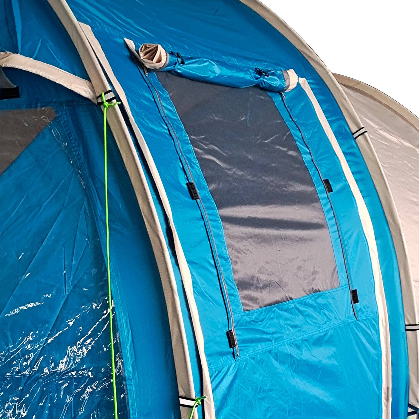 Outsunny 3-4 Man Tunnel Tent, dwupokojowy namiot kempingowy z oknami i pokrowcami, przenośna torba transportowa, do wędkowania, wędrówek, sportu, festiwali - niebieski