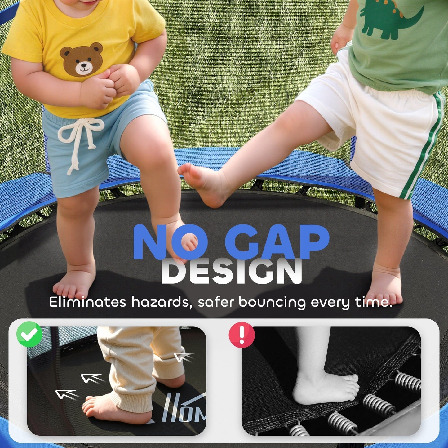 HOMCOM 4.6FT/55" Kids Trampoline with Safety Enclosure, Outdoor Indoor Use, for Ages 3-10 Years, Blue