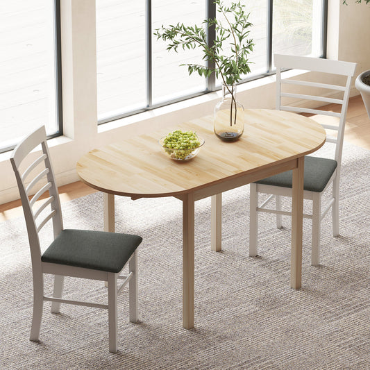 HOMCOM 4-6 Person Wooden Drop-Leaf Table - Natural Finish