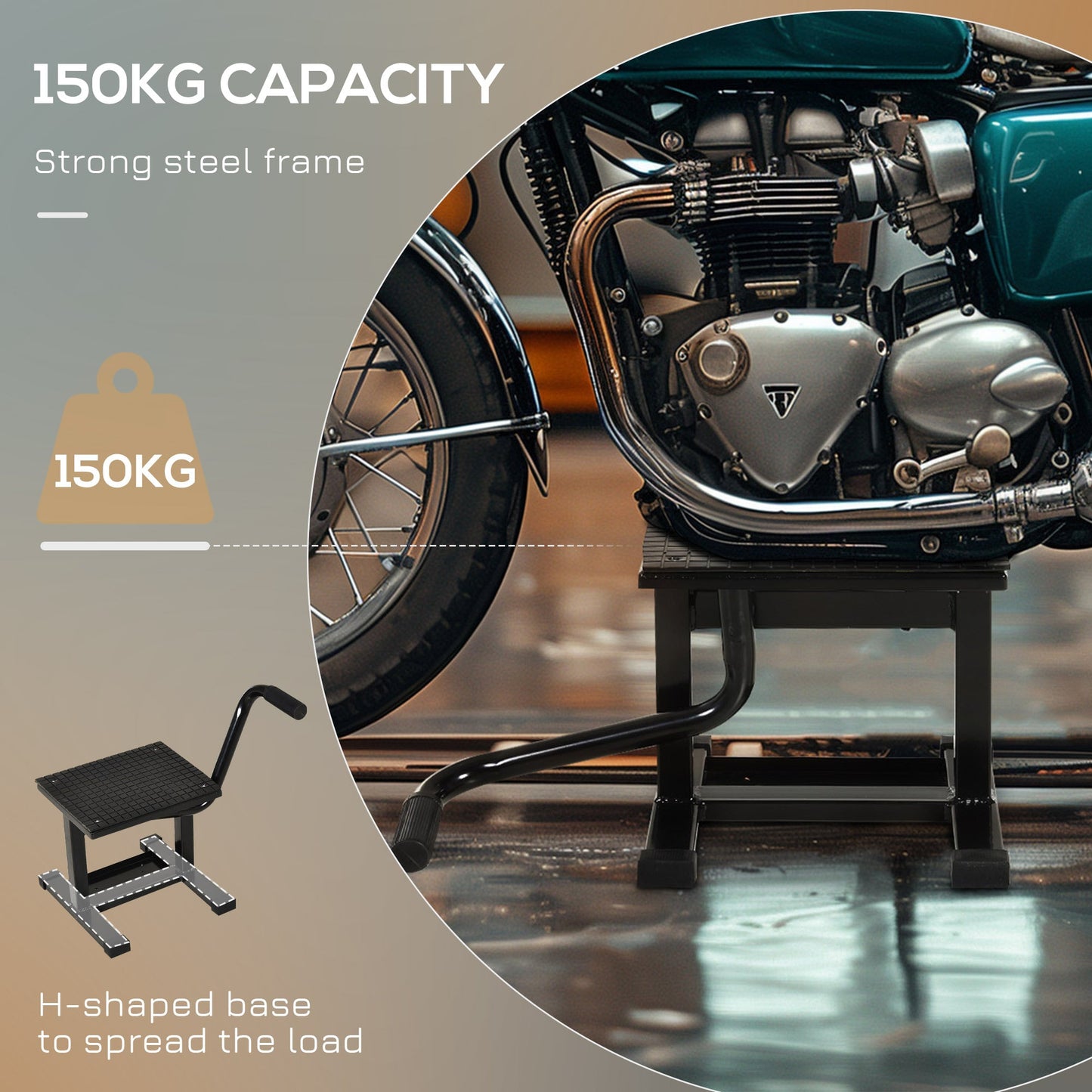 رافعة دراجة نارية من الفولاذ من دورهاند، 27.5 / 39.5 سم - أسود