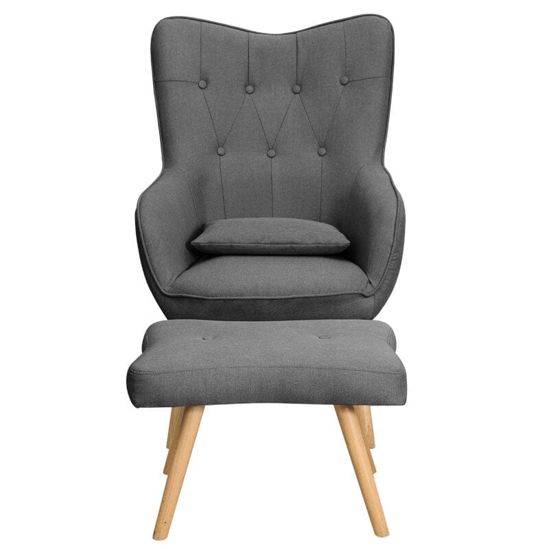 Soft Velvet Wingback Lounge Chair and Footstool