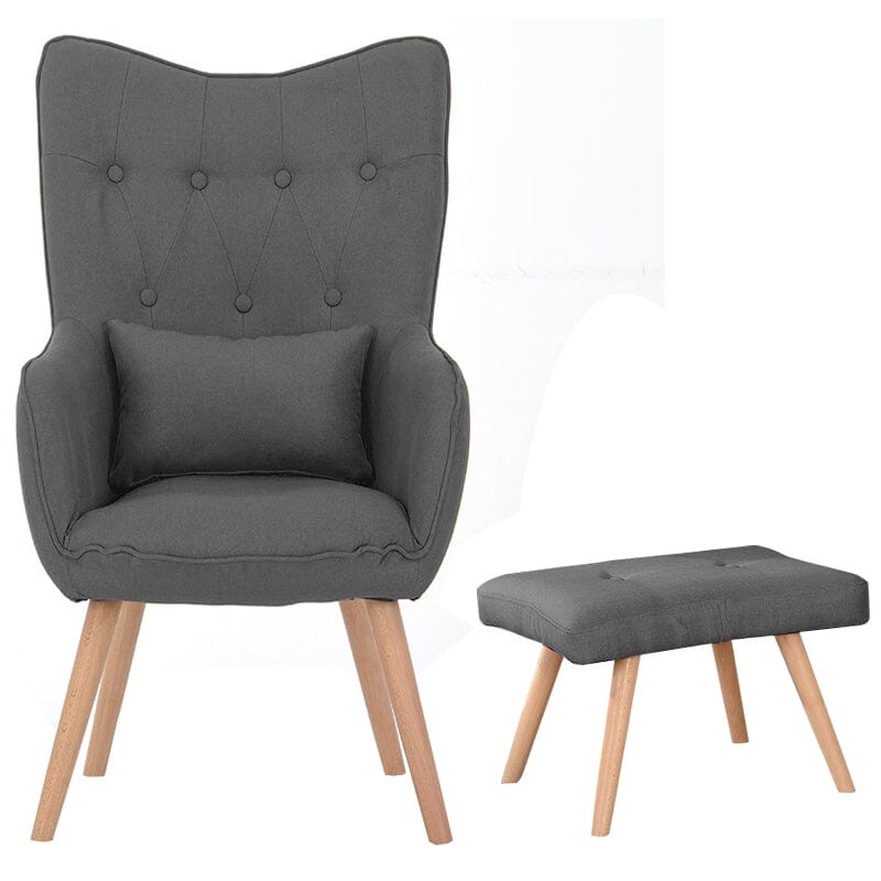 Soft Velvet Wingback Lounge Chair and Footstool