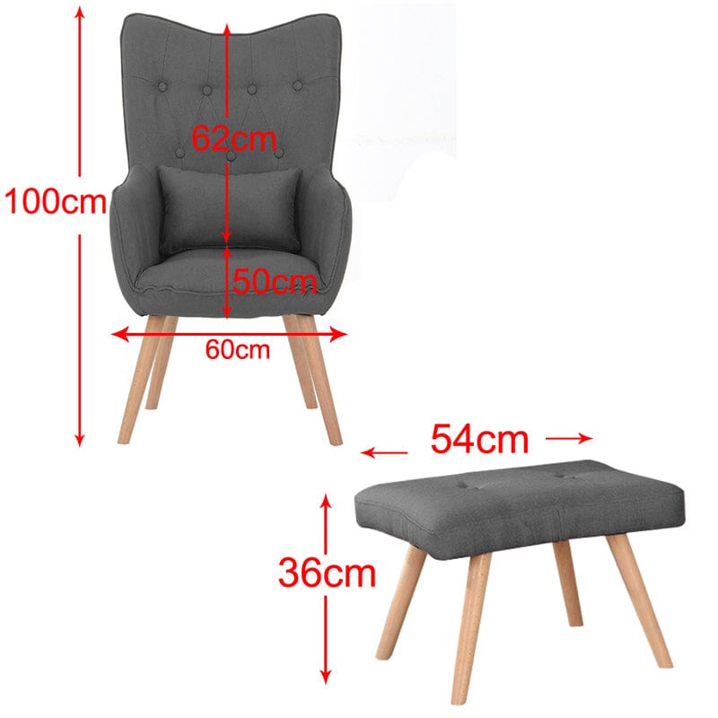 Soft Velvet Wingback Lounge Chair and Footstool