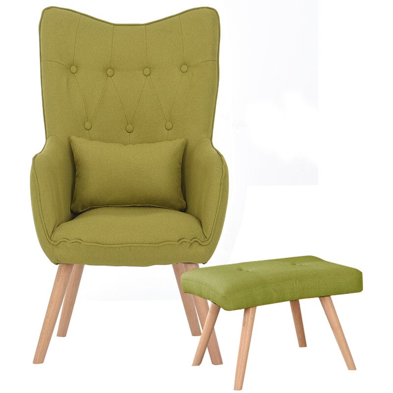 Soft Velvet Wingback Lounge Chair and Footstool