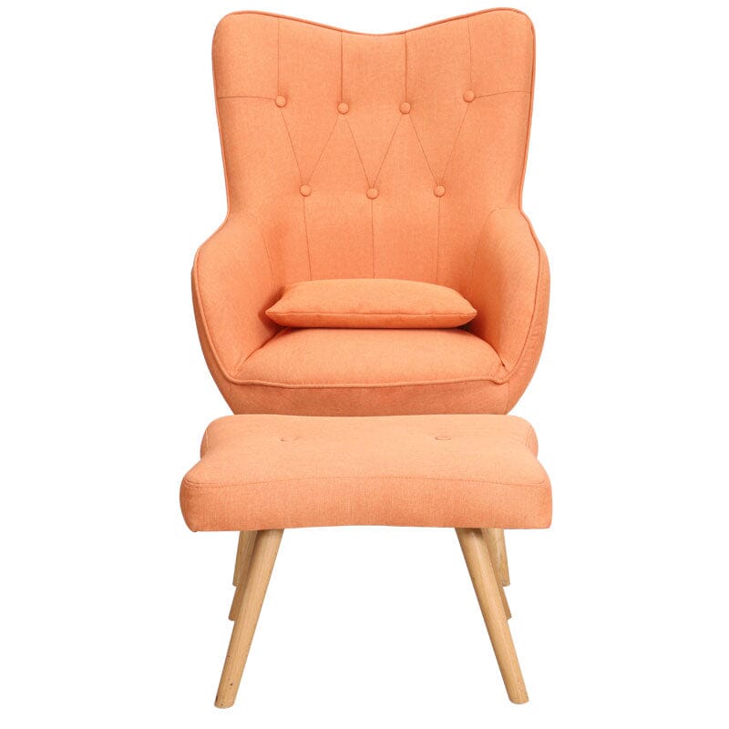 Soft Velvet Wingback Lounge Chair and Footstool
