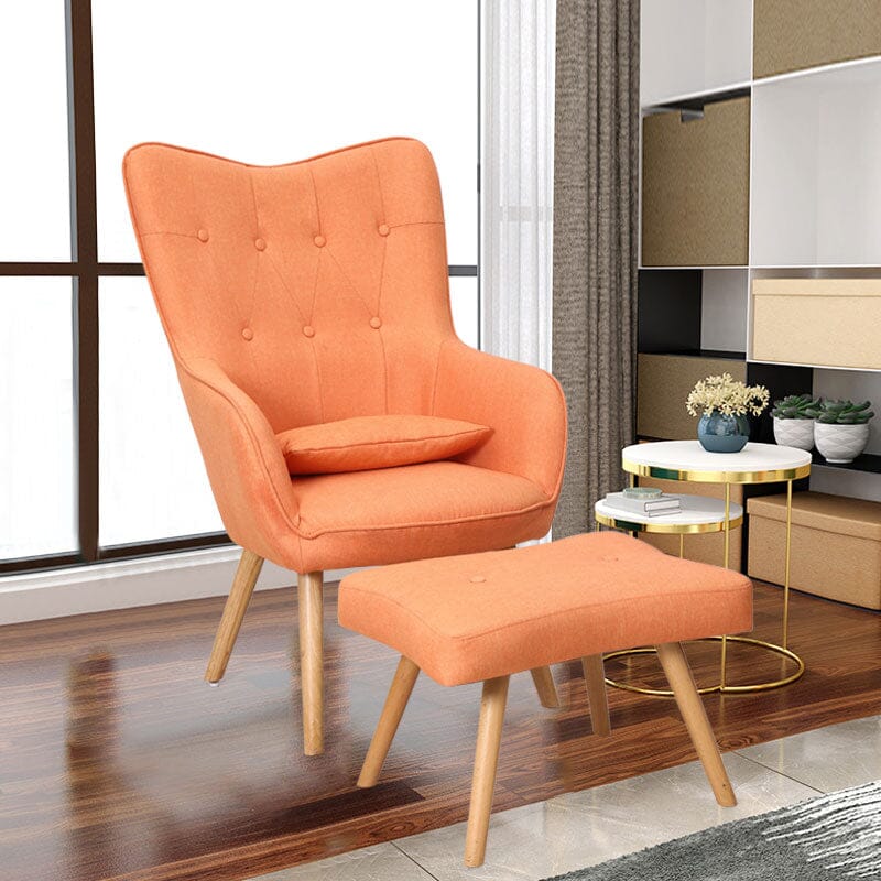 Soft Velvet Wingback Lounge Chair and Footstool