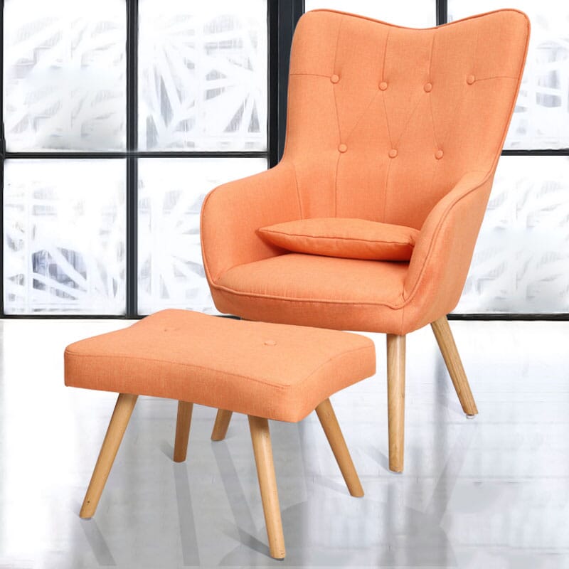 Soft Velvet Wingback Lounge Chair and Footstool