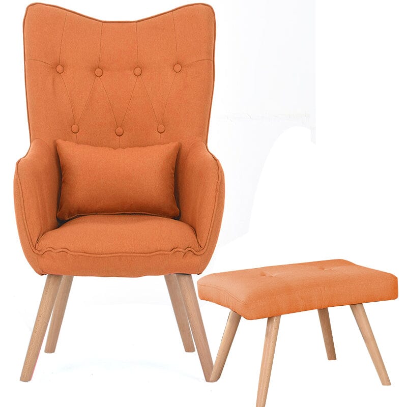 Soft Velvet Wingback Lounge Chair and Footstool