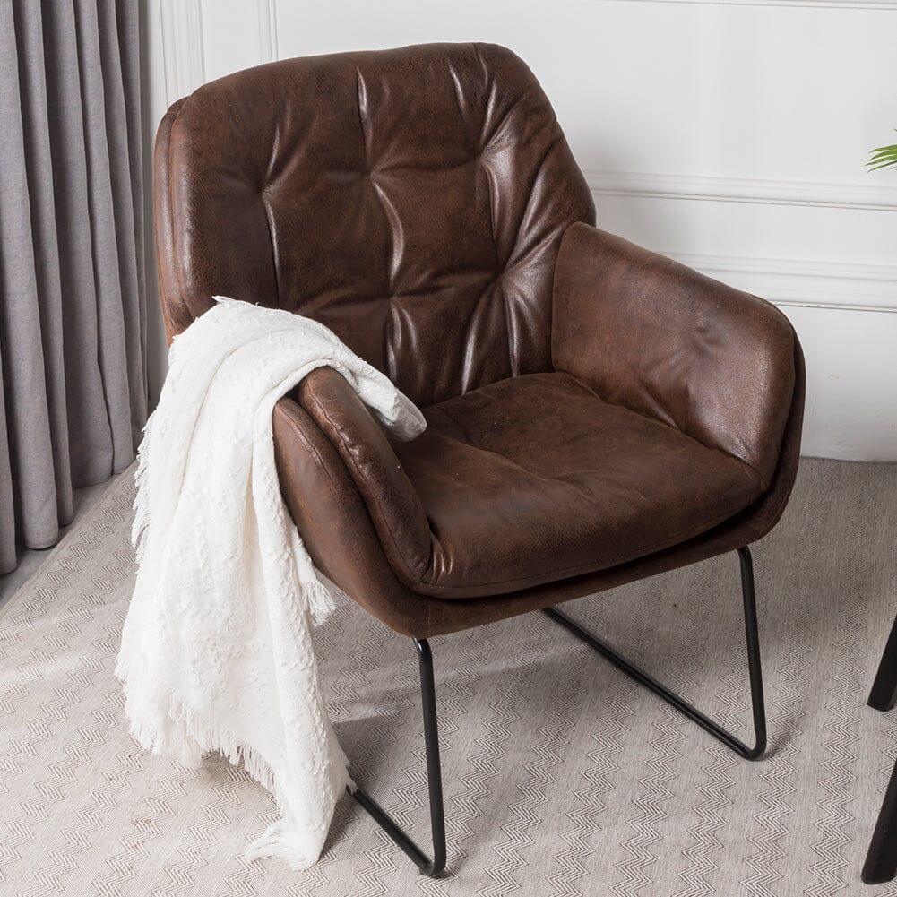 75cm Wide Faux Leather Armchair Double Layer Padded Occasional Chair