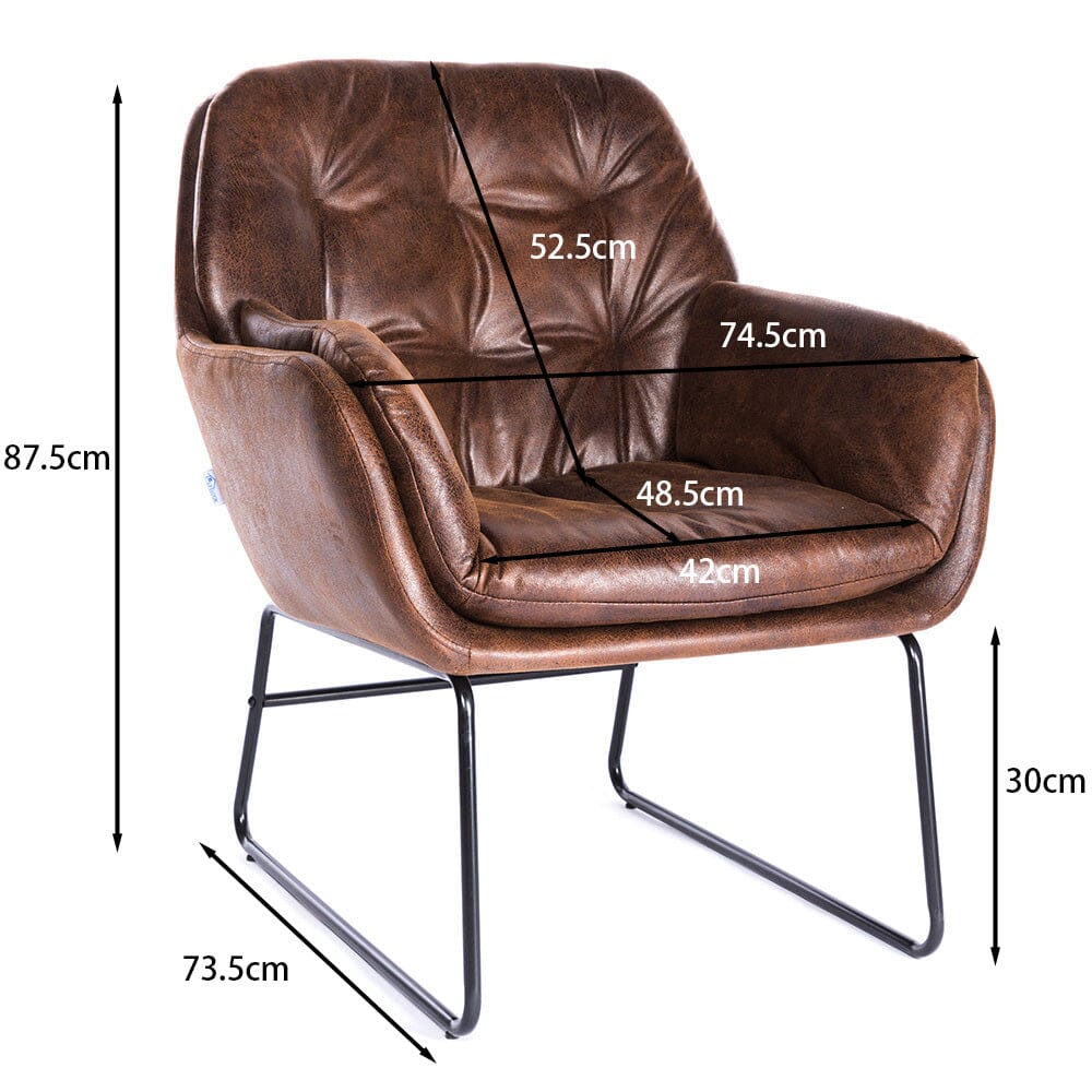 75cm Wide Faux Leather Armchair Double Layer Padded Occasional Chair