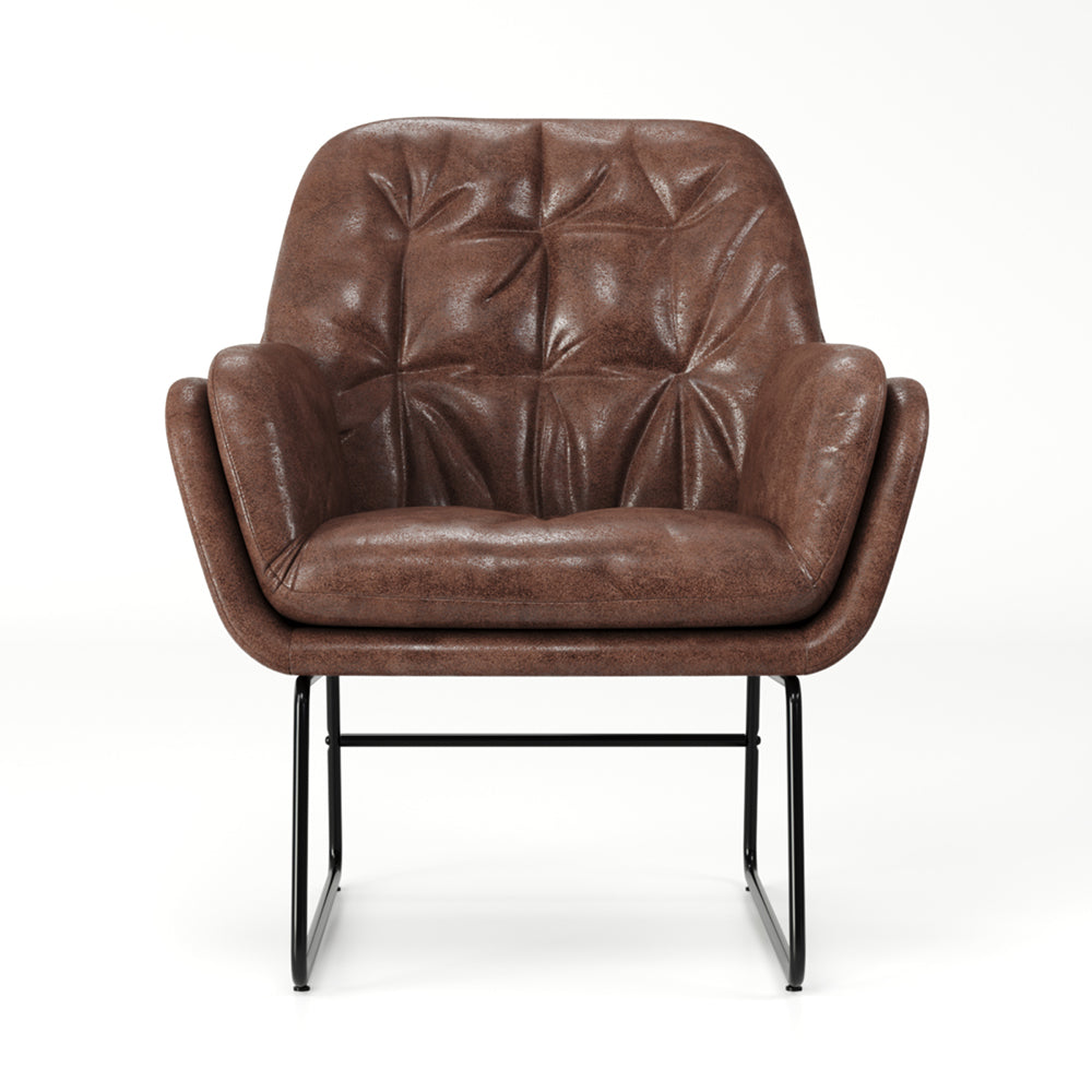 75cm Wide Faux Leather Armchair Double Layer Padded Occasional Chair