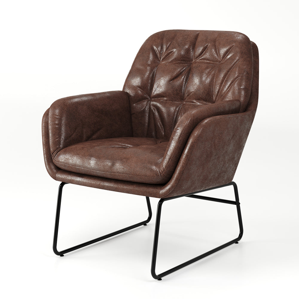 75cm Wide Faux Leather Armchair Double Layer Padded Occasional Chair