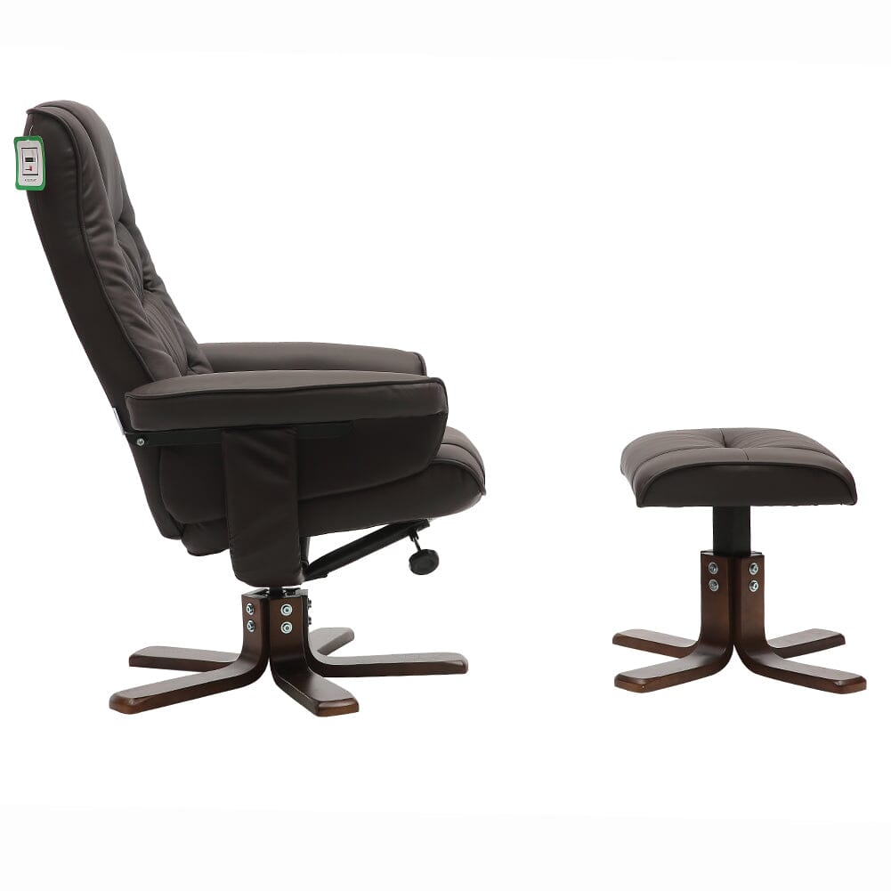 PU Leather Swivel Recliner Chair Armchair with Footstool