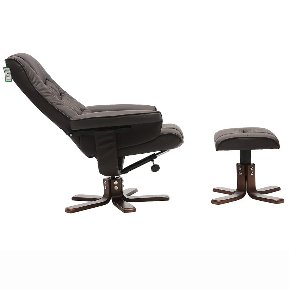 PU Leather Swivel Recliner Chair Armchair with Footstool