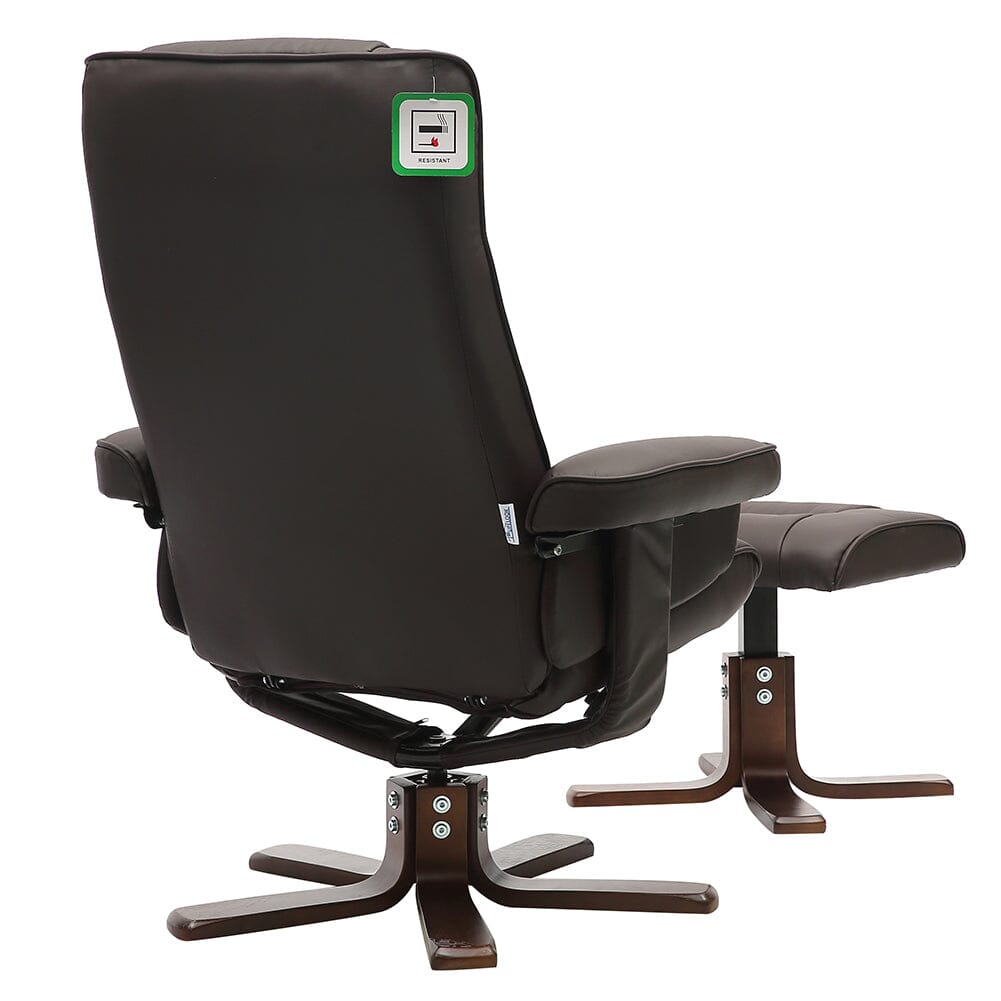 PU Leather Swivel Recliner Chair Armchair with Footstool