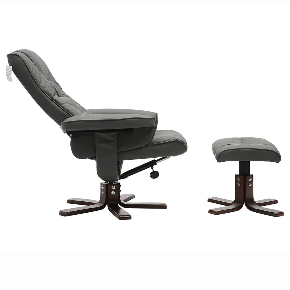 PU Leather Swivel Recliner Chair Armchair with Footstool