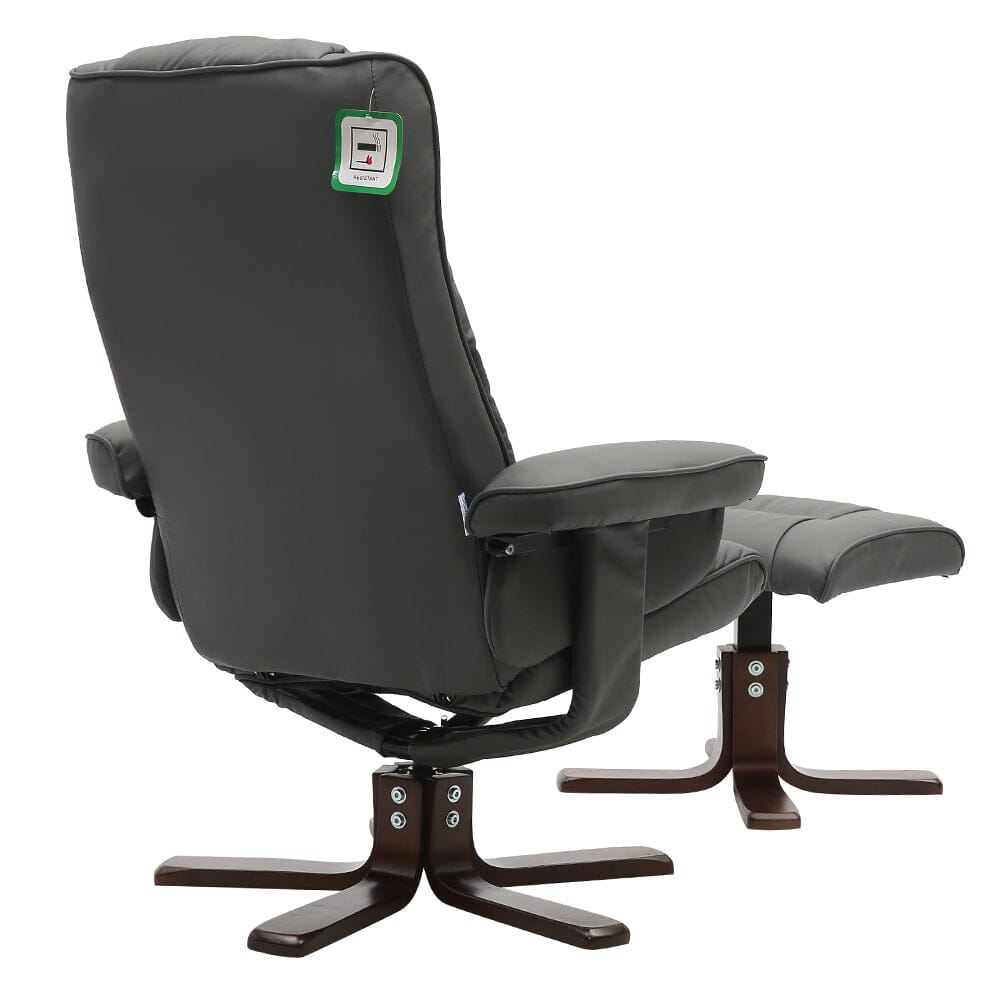 PU Leather Swivel Recliner Chair Armchair with Footstool